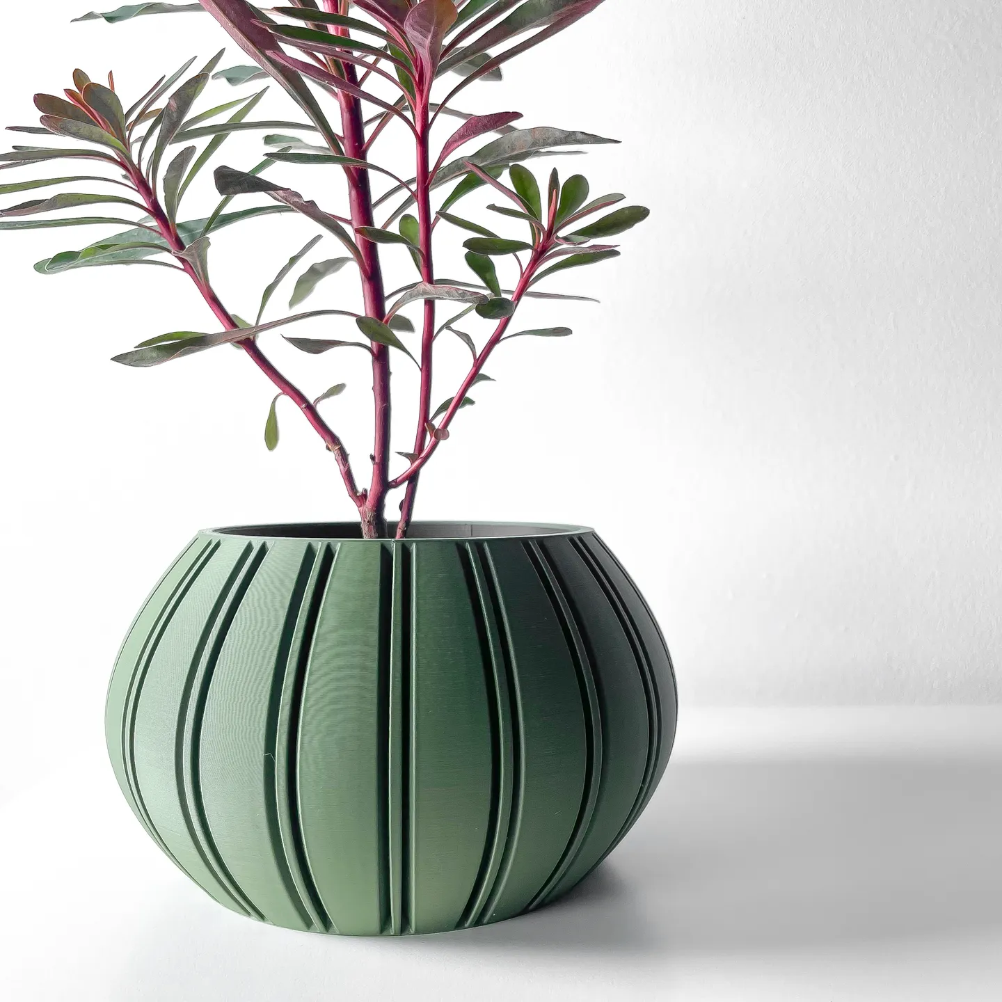 The Ovire Planter Pot with Drainage Tray | Modern & Unique Home Decor- 0024 (Army Green, 3" Opening)