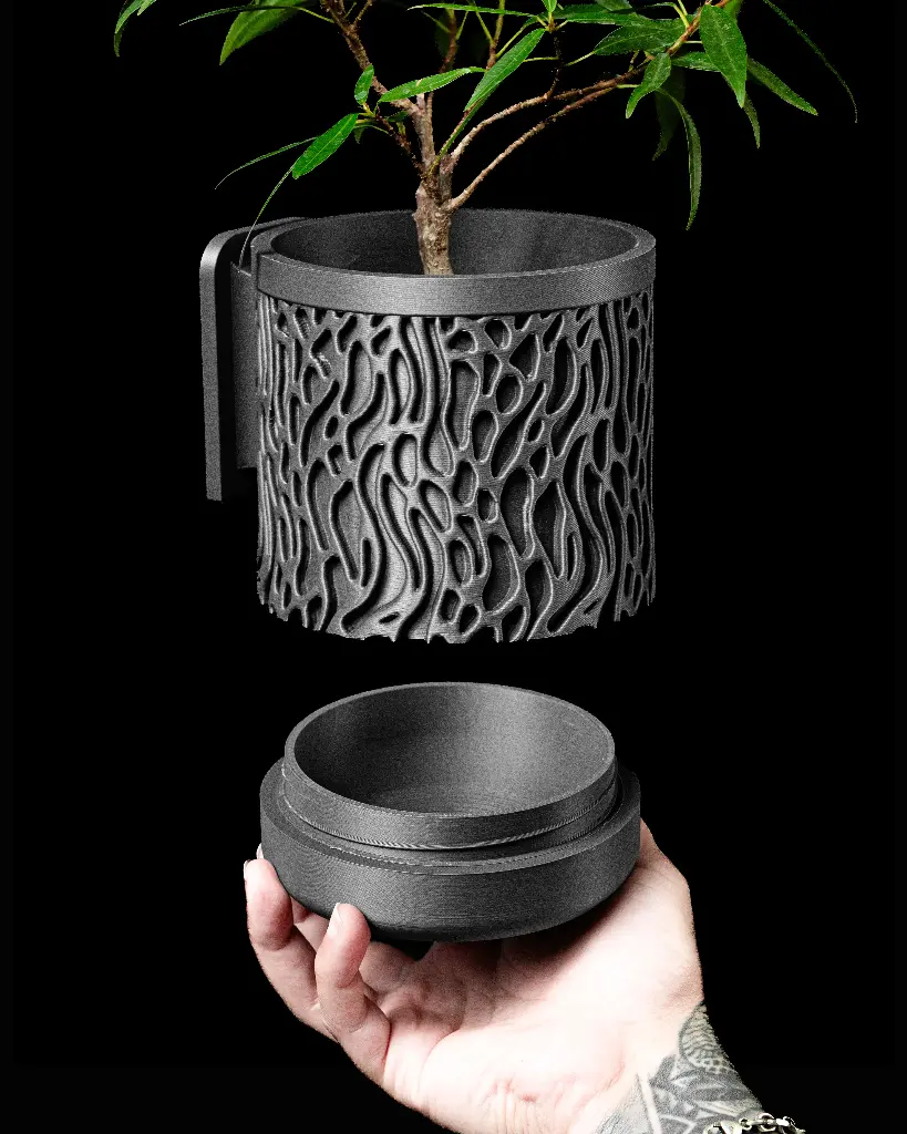 The Grove Wall Hanging Planter Pot with Drainage Tray | Modern & Unique Home Decor - 2504 (Army Green)