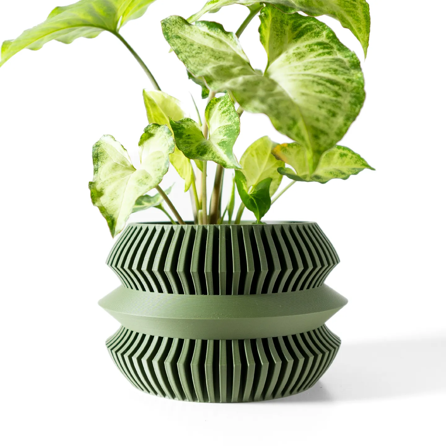 The Uldol Planter Pot with Drainage Tray | Modern & Unique Home Decor- 0037 (Army Green, 3" Opening)