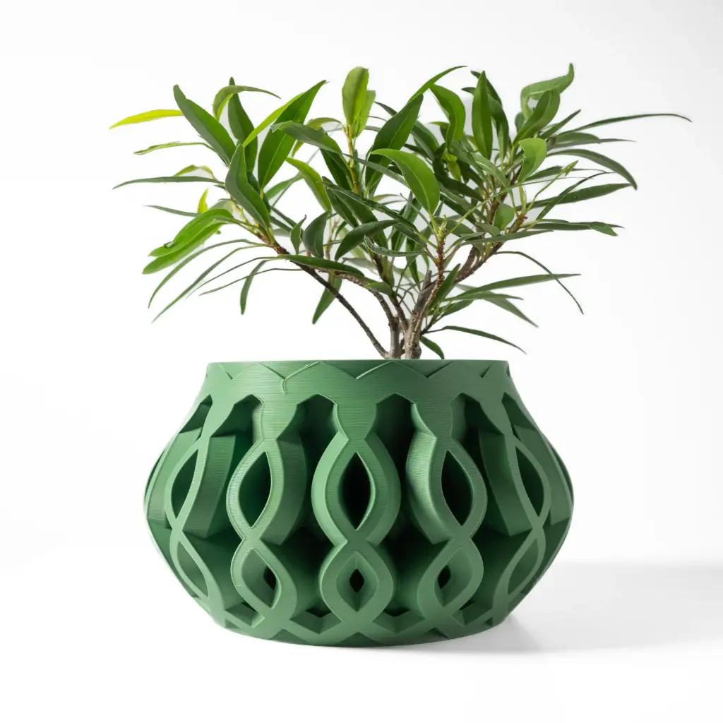 The Cylas Planter Pot with Drainage Tray | Modern & Unique Home Decor- 0044 (Army Green, 3" Opening)