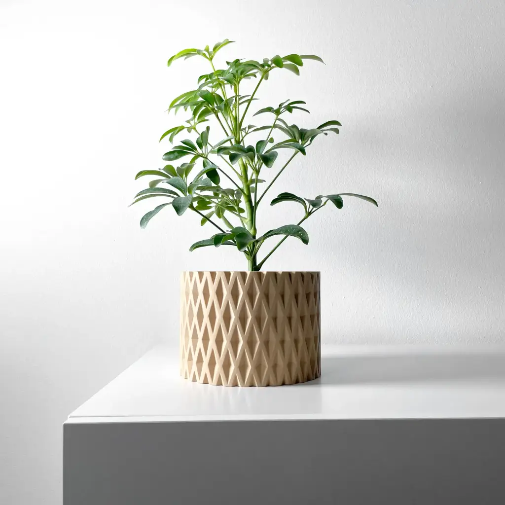 The Grivan Planter Pot with Drainage Tray | Modern & Unique Home Decor- 0045 (Army Green, 3" Opening)