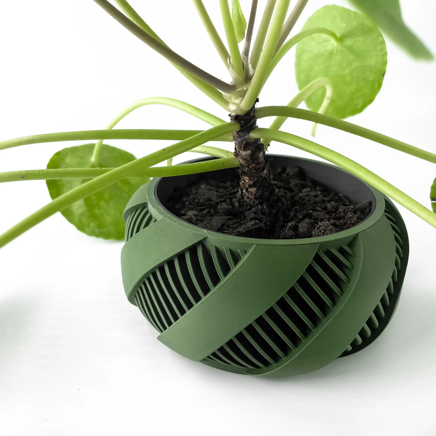 The Brimo Planter Pot with Drainage Tray | Modern & Unique Home Decor- 0054 (Army Green, 3" Opening)