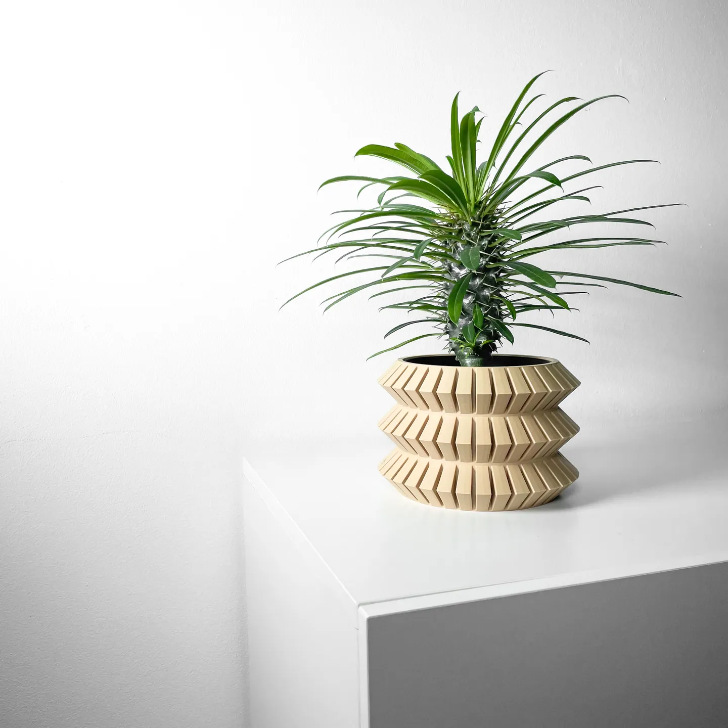 The Sivat Planter Pot with Drainage Tray | Modern & Unique Home Decor- 0058 (Army Green, 3" Opening)