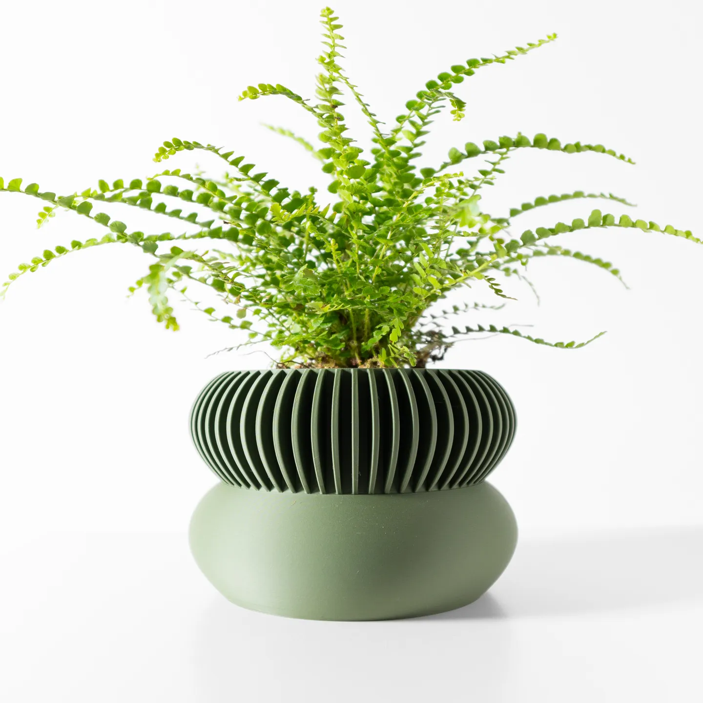The Elomi Planter Pot with Drainage Tray | Modern & Unique Home Decor- 0059 (Army Green, 3" Opening)