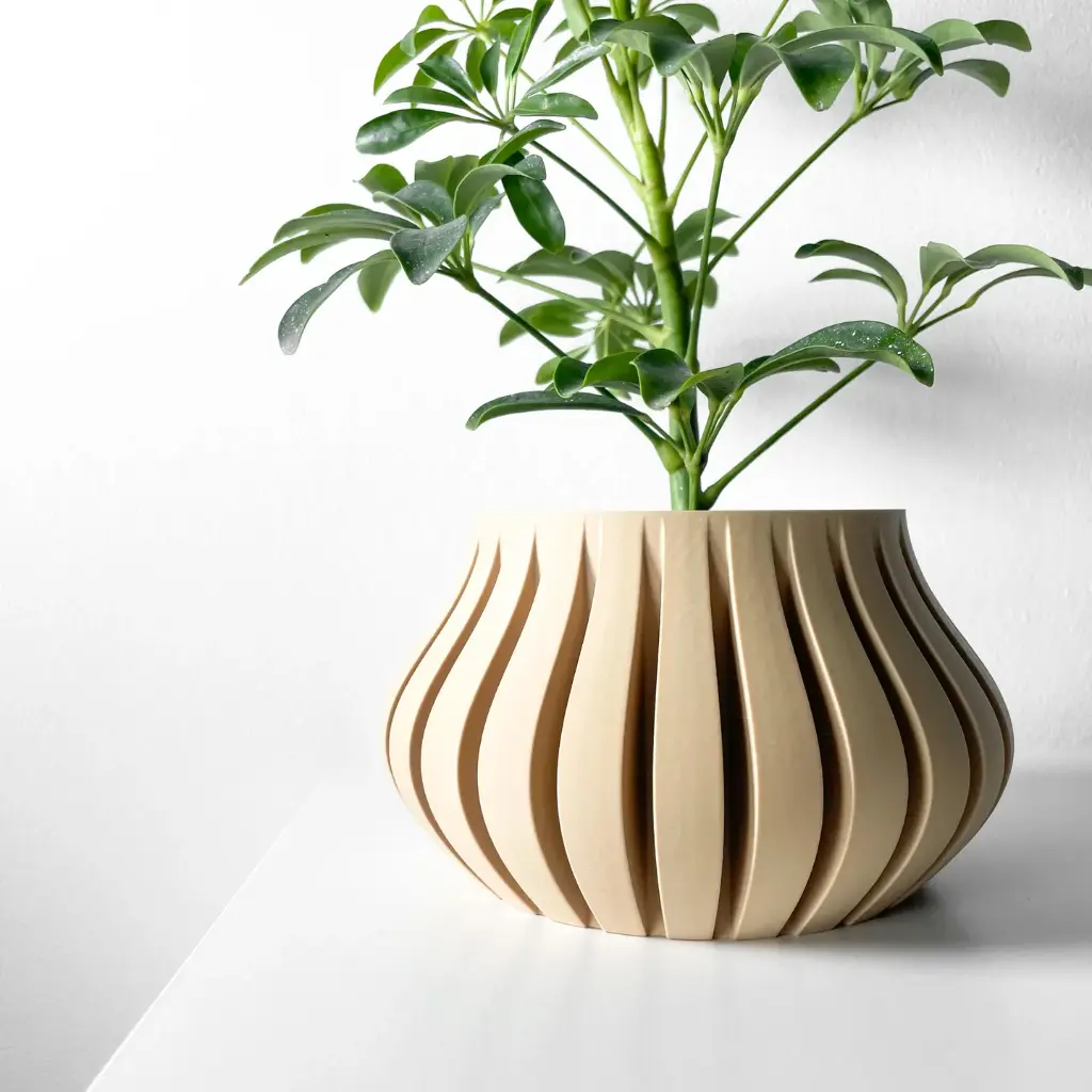 The Toril Planter Pot with Drainage Tray | Modern & Unique Home Decor- 0064 (Army Green, 3" Opening)