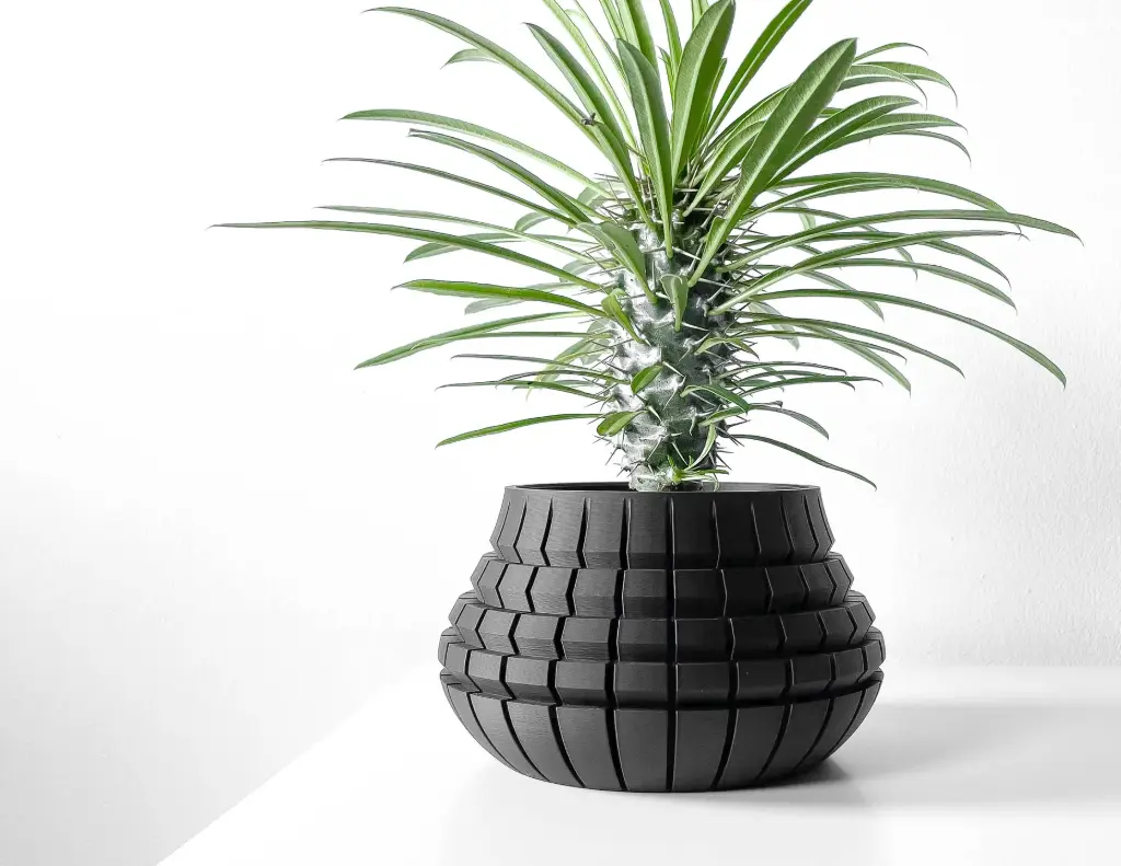 The Ivane Planter Pot with Drainage Tray | Modern & Unique Home Decor- 0066 (Army Green, 3" Opening)