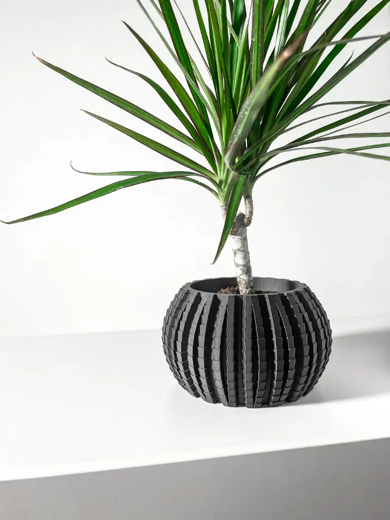 The Uralo Planter Pot with Drainage Tray | Modern & Unique Home Decor- 0071 (Army Green, 3" Opening)