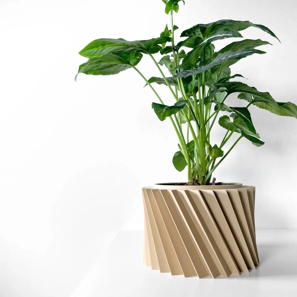 The Wiron Planter Pot with Drainage Tray | Modern & Unique Home Decor- 0073 (Army Green, 3" Opening)