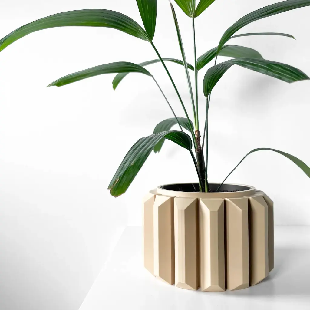 The Ferix Planter Pot with Drainage Tray | Modern & Unique Home Decor- 0075 (Army Green, 3" Opening)