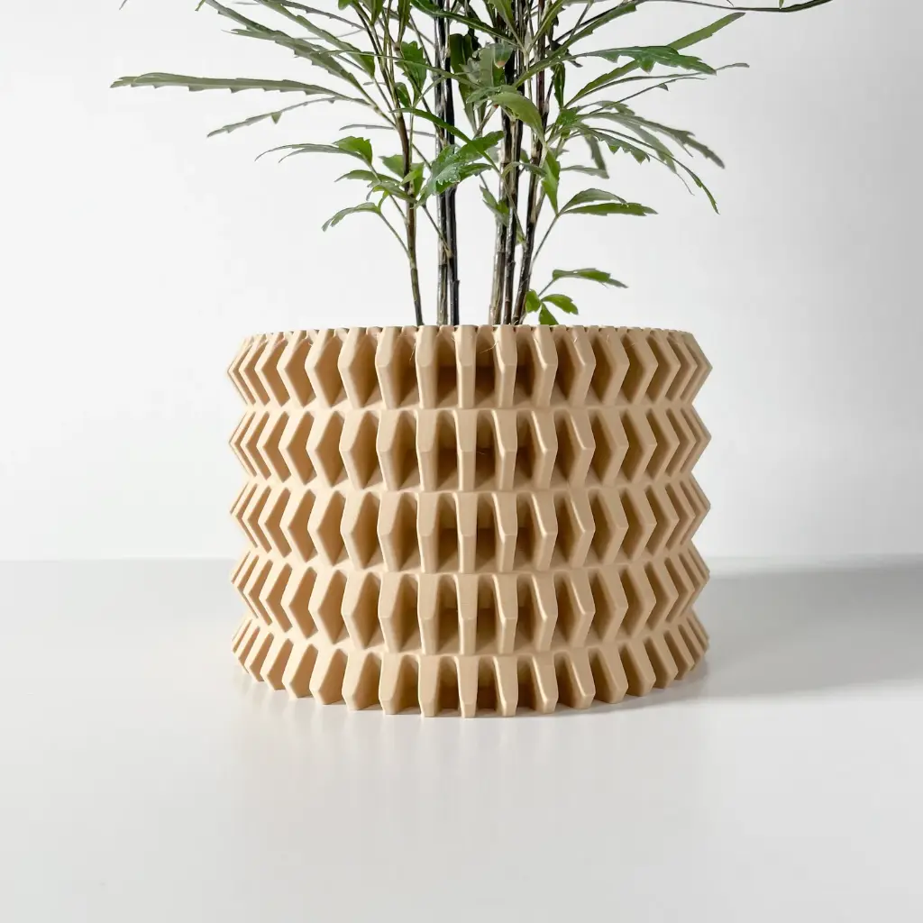 The Nimex Planter Pot with Drainage Tray | Modern & Unique Home Decor- 0078 (Army Green, 3" Opening)