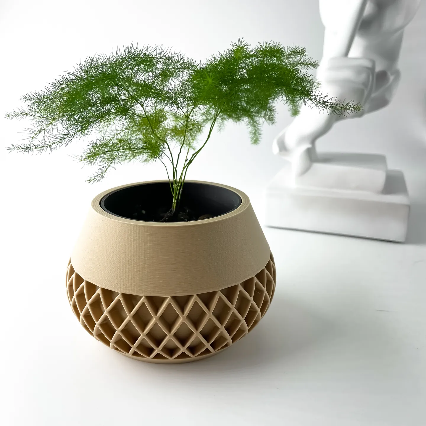 The Elson Planter Pot with Drainage Tray | Modern & Unique Home Decor- 0080 (Army Green, 3" Opening)
