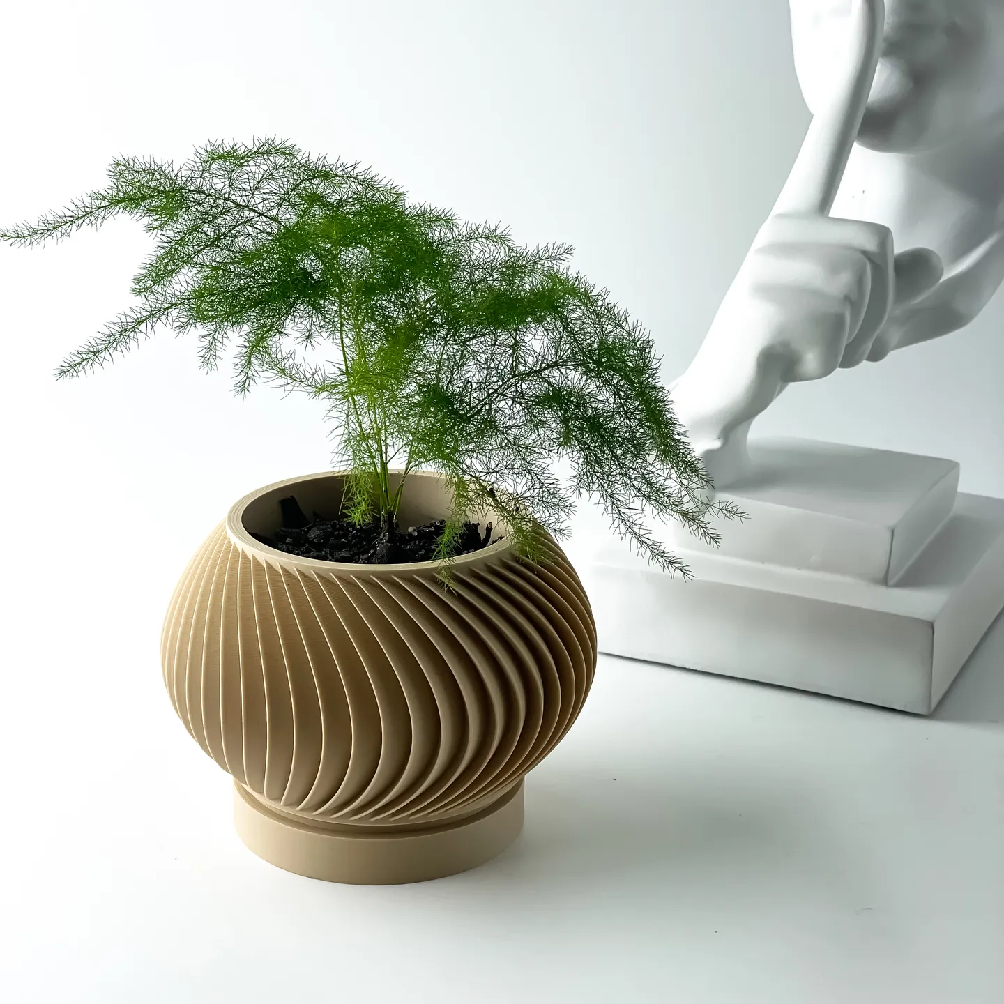 The Caleth Planter Pot with Drainage Tray | Modern & Unique Home Decor- 0081 (Army Green, 3" Opening)