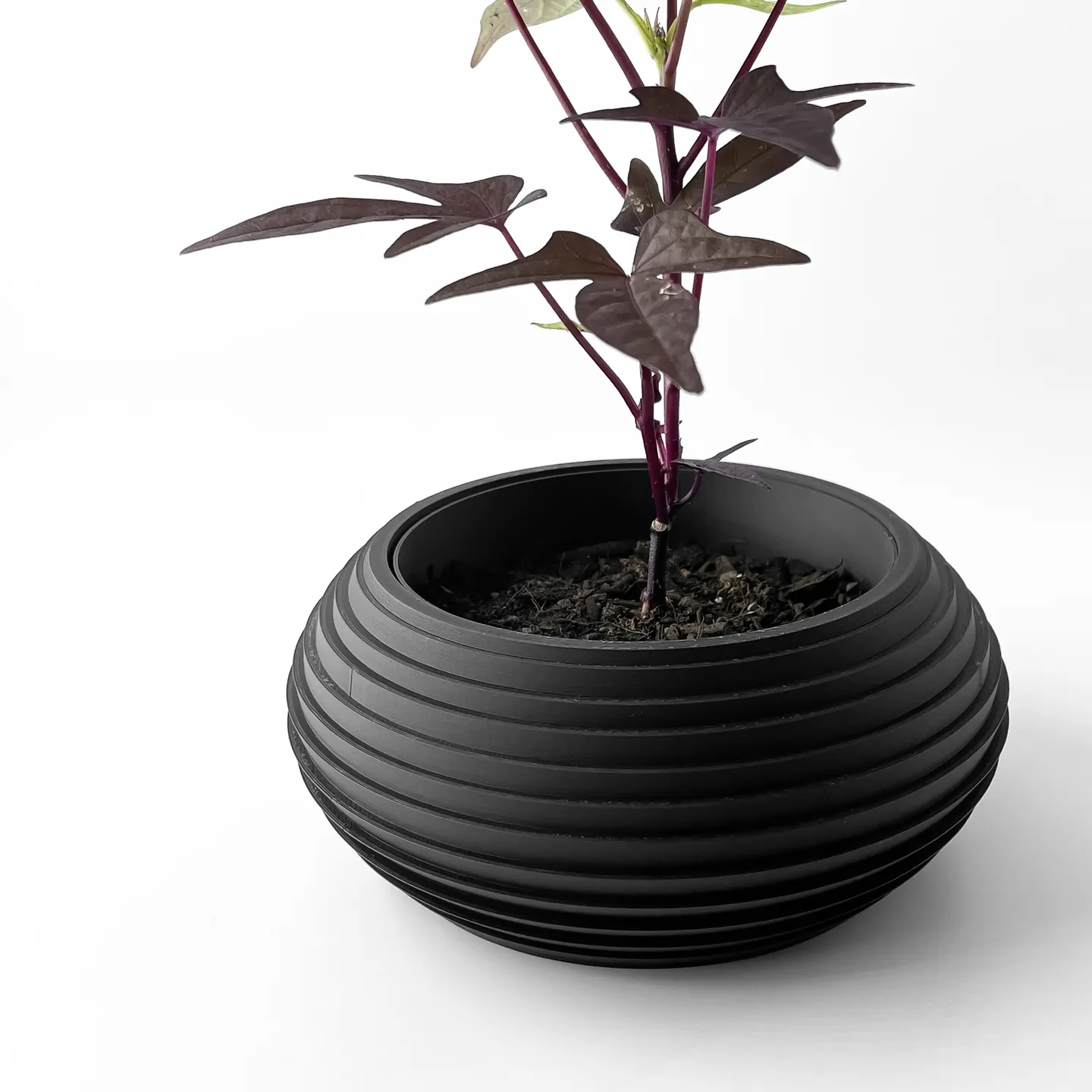 The Frons Planter Pot with Drainage Tray | Modern & Unique Home Decor- 0088 (Army Green, 3" Opening)