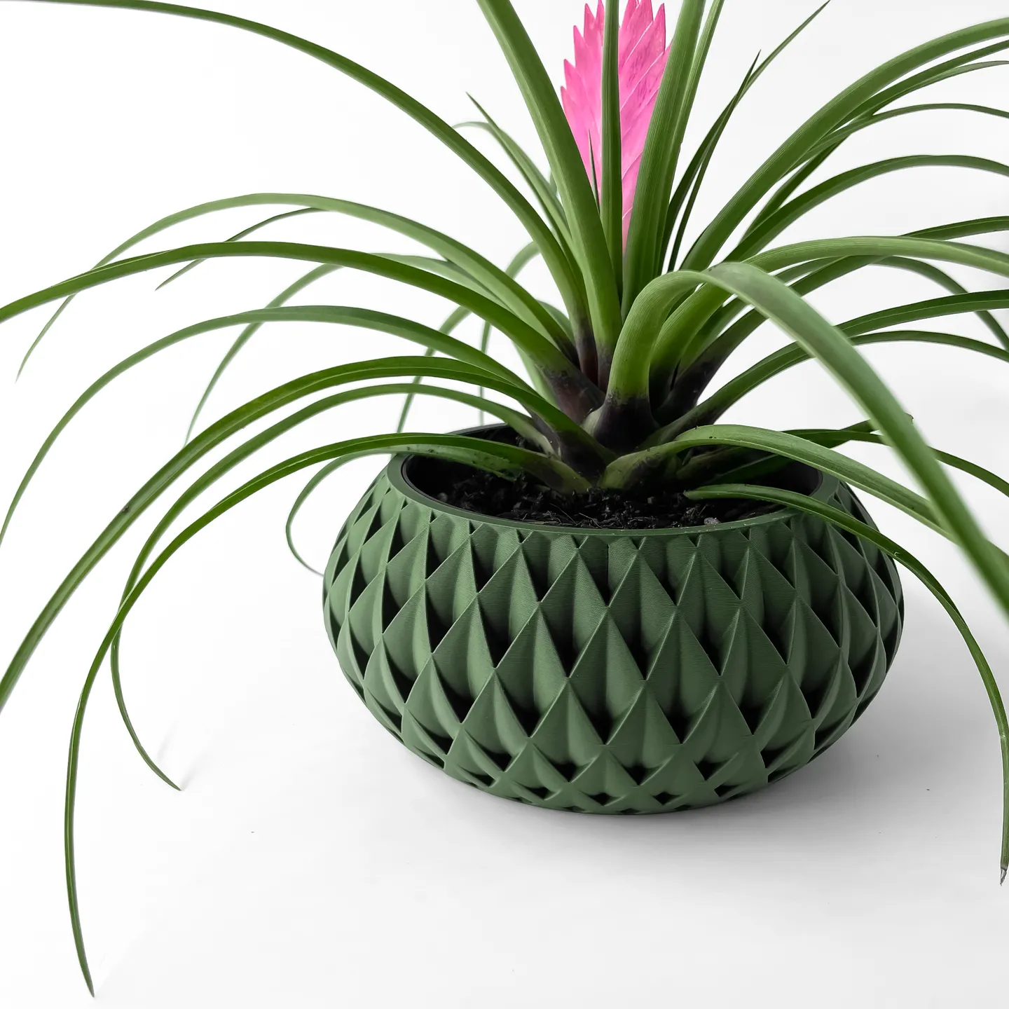 The Cinor Planter Pot with Drainage Tray | Modern & Unique Home Decor- 0090 (Army Green, 3" Opening)