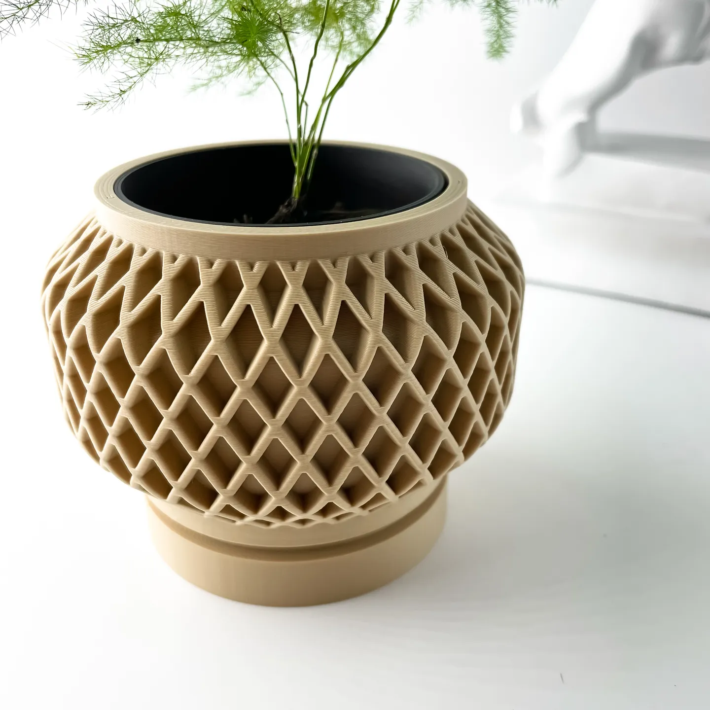 The Orto Planter Pot with Drainage Tray | Modern & Unique Home Decor- 0093 (Army Green, 3" Opening)