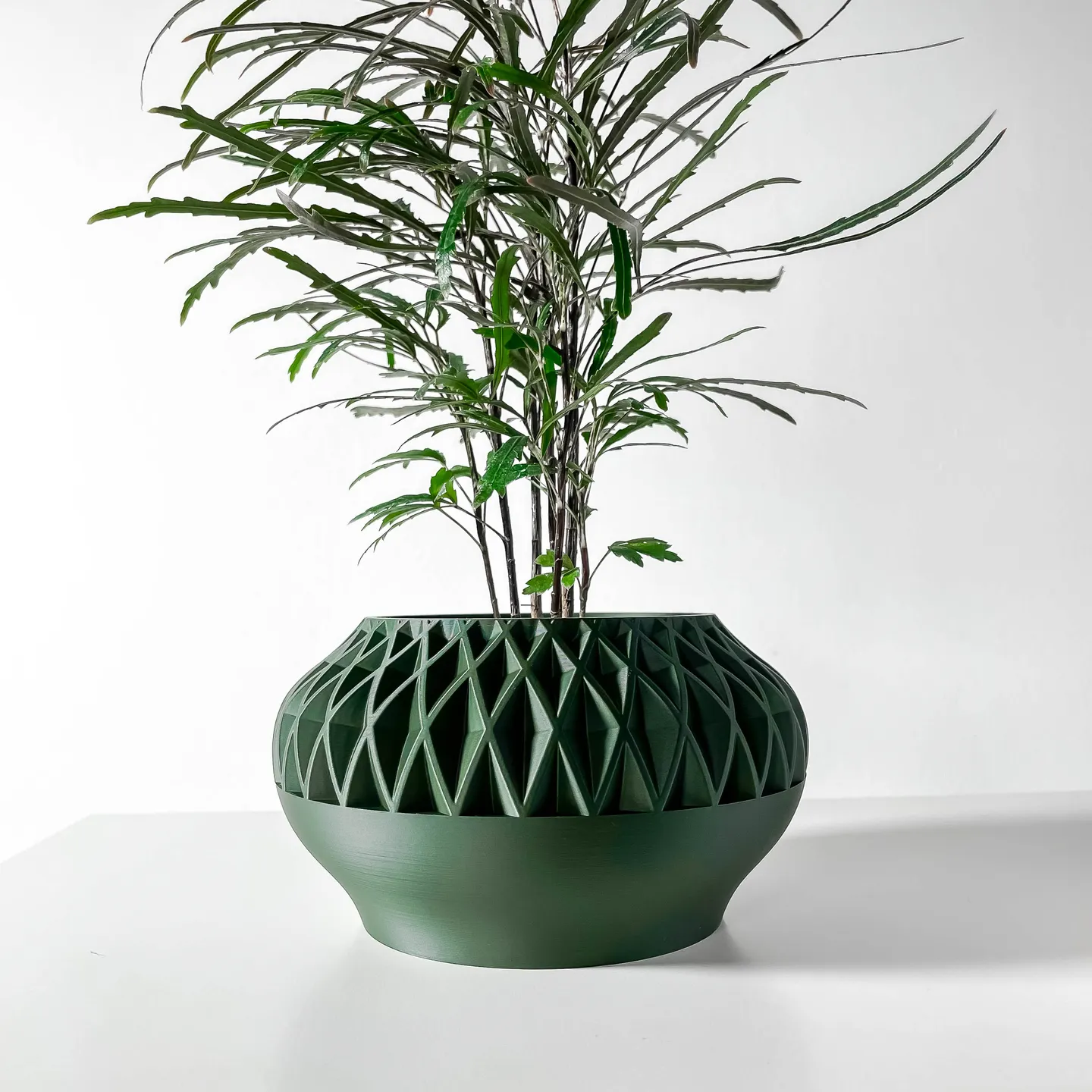 The Ersos Planter Pot with Drainage Tray | Modern & Unique Home Decor- 0100 (Army Green, 3" Opening)