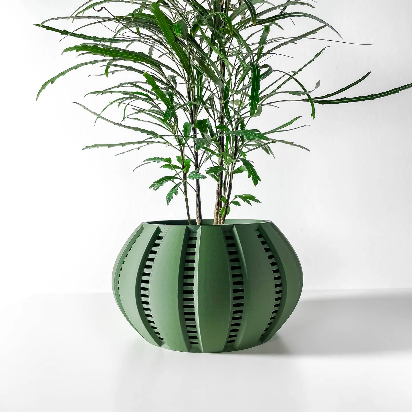 The Balu Planter Pot with Drainage Tray | Modern & Unique Home Decor- 0132 (Army Green, 3" Opening)