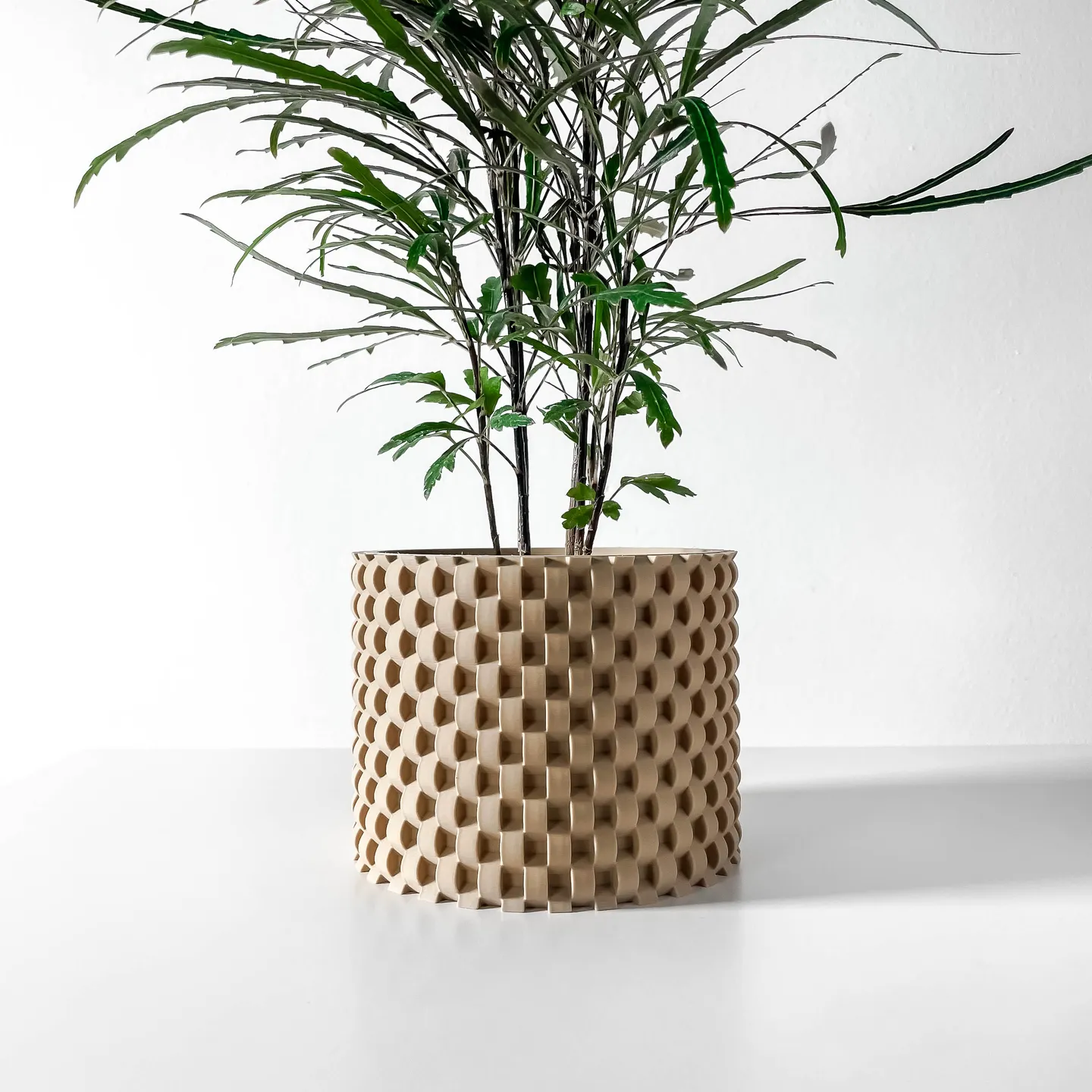 The Cheo Planter Pot with Drainage Tray | Modern & Unique Home Decor- 0133 (Army Green, 3" Opening)