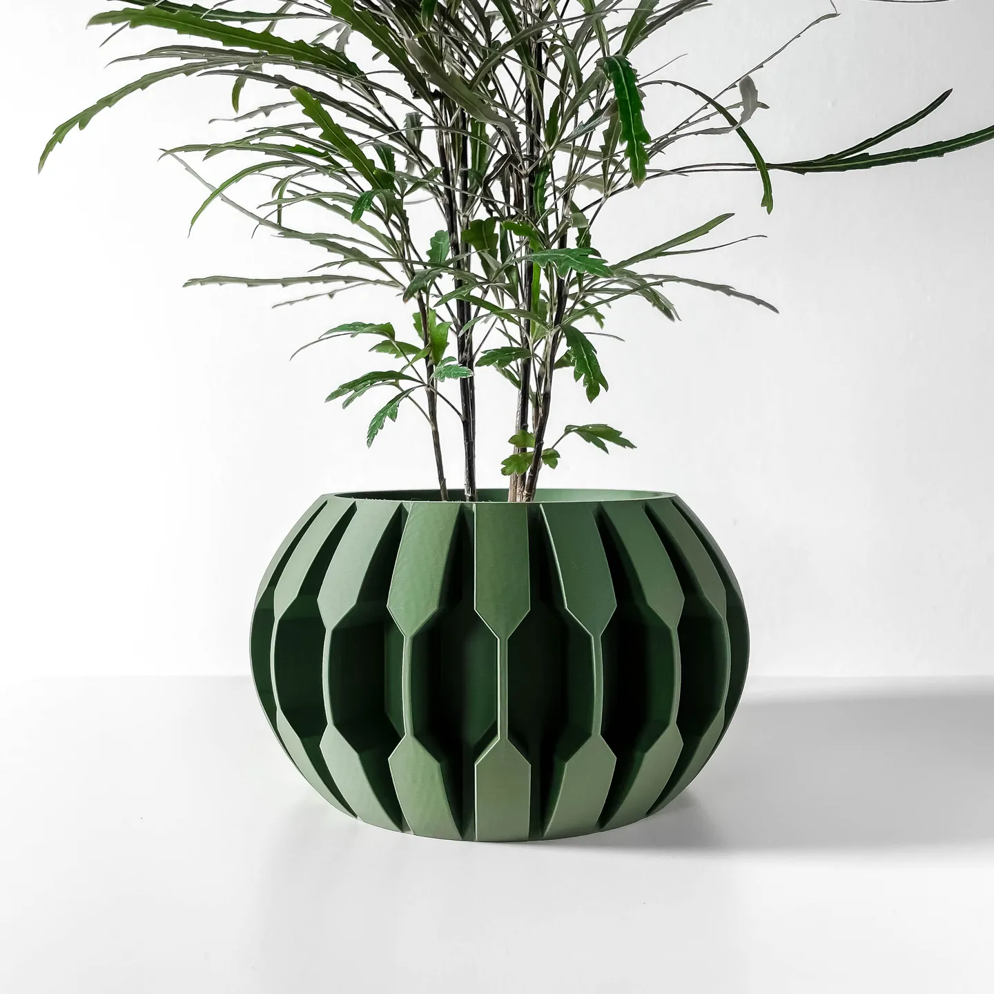 The Gervi Planter Pot with Drainage Tray | Modern & Unique Home Decor- 0134 (Army Green, 3" Opening)