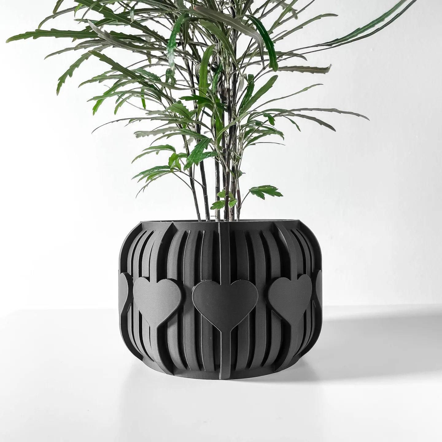The Aldes Heart Planter Pot with Drainage Tray | Modern & Unique Home Decor- 0136 (Army Green, 3" Opening)