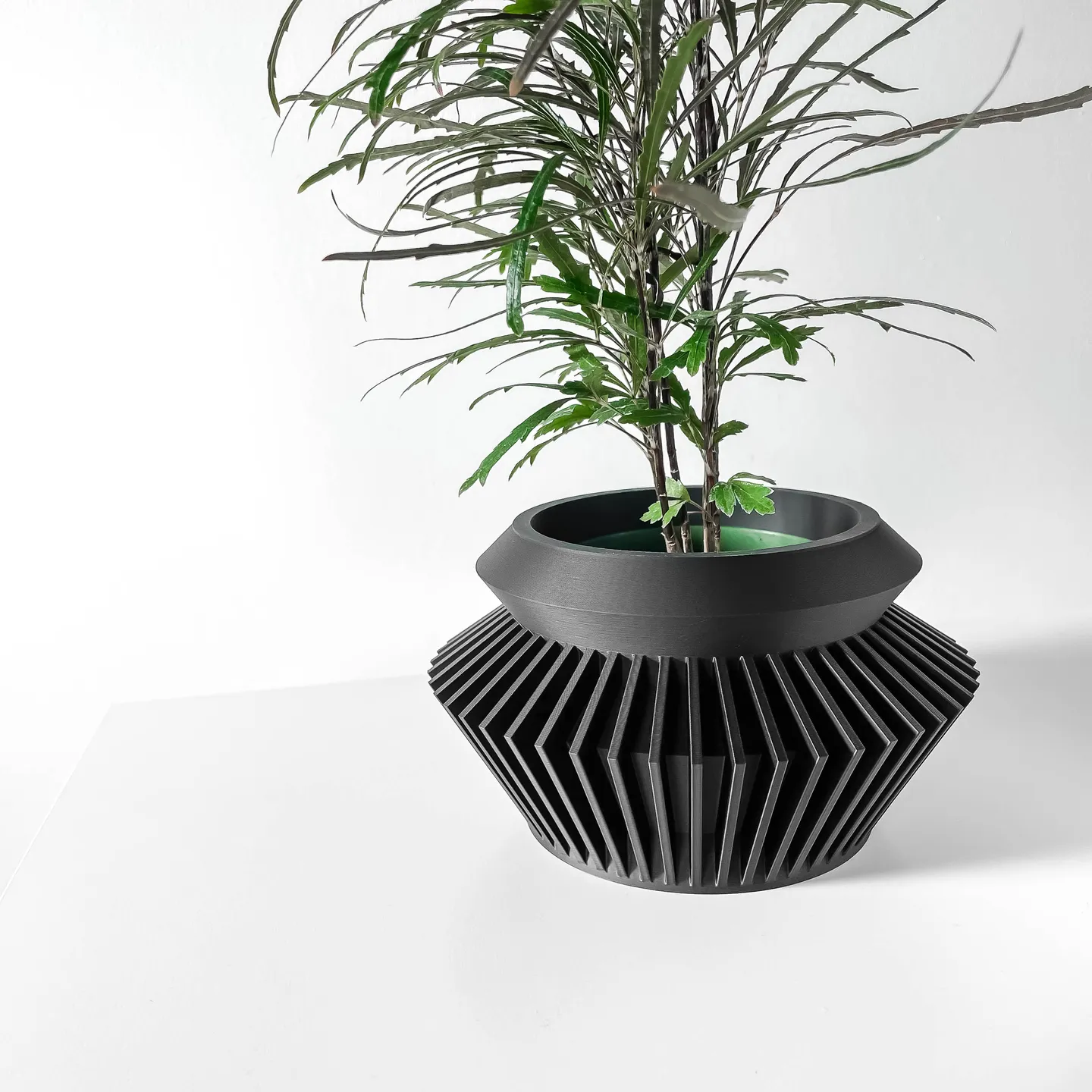 The Quano Planter Pot with Drainage Tray | Modern & Unique Home Decor- 0138 (Army Green, 3" Opening)