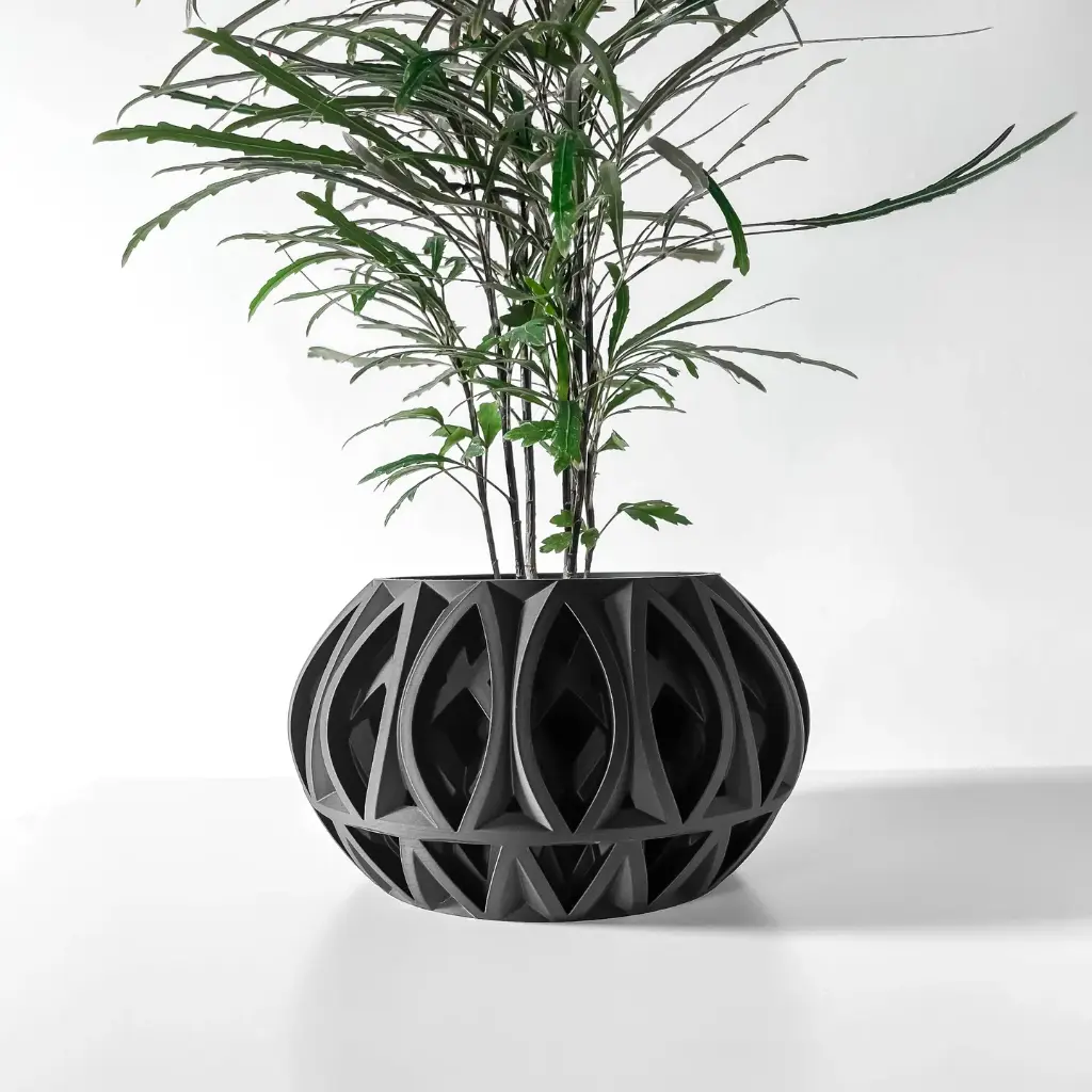 The Ando Planter Pot with Drainage Tray | Modern & Unique Home Decor- 0139 (Army Green, 3" Opening)