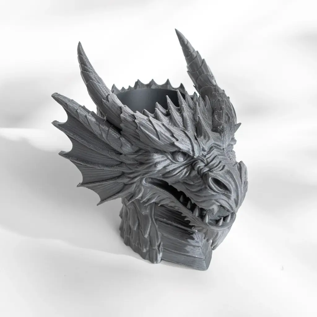 The Dragon Bust Planter Pot with Drainage Tray | Modern & Unique Home Decor- 0141 (Army Green)