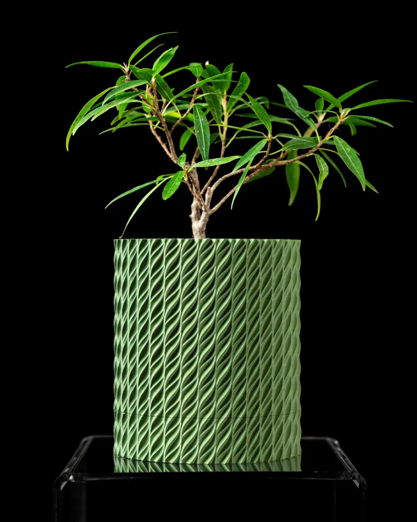 The Flow Planter Pot with Drainage Tray | Modern & Unique Home Decor- 0142 (Army Green, 3" Opening)