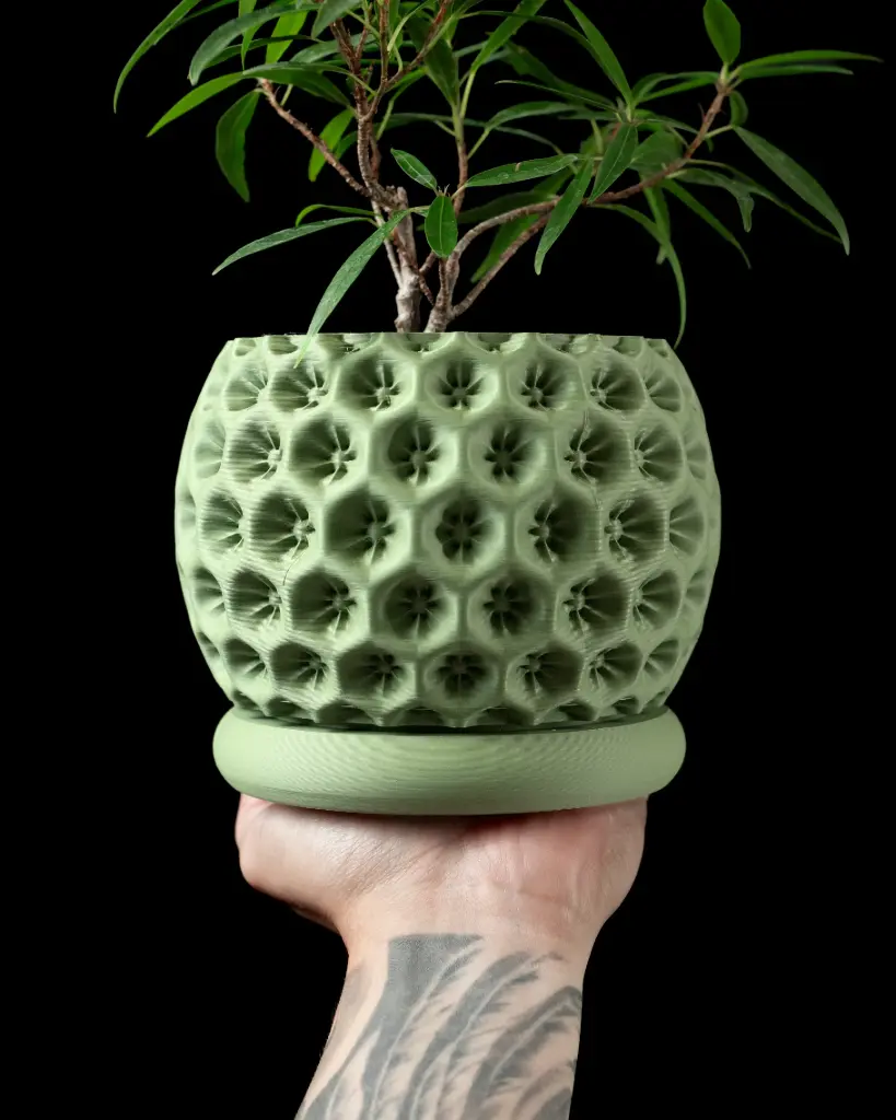 The Starry Planter Pot with Drainage Tray | Modern & Unique Home Decor- 0144 (Army Green)