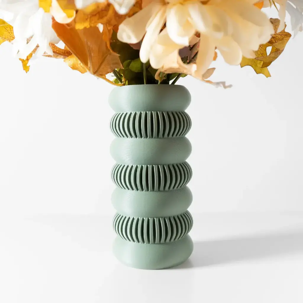 The Jino Flower Vase | Modern & Unique Home Decor for Flower Arrangements - 1002 (Army Green, 7 Inch)
