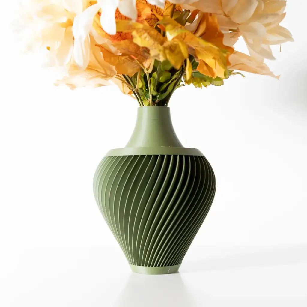 The Kumo Flower Vase | Modern & Unique Home Decor for Flower Arrangements - 1006 (Army Green, 7 Inch)