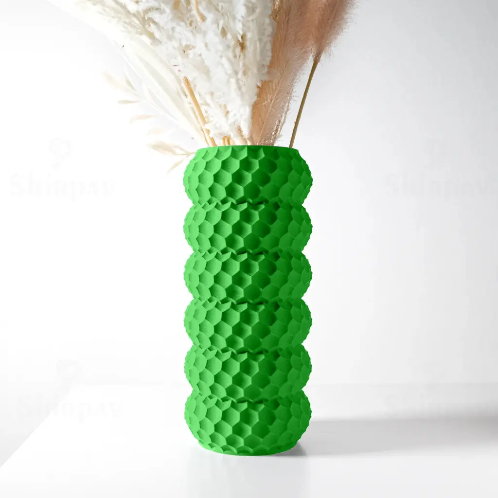 The Okos Flower Vase | Modern & Unique Home Decor for Flower Arrangements - 1010 (Army Green, 7 Inch)