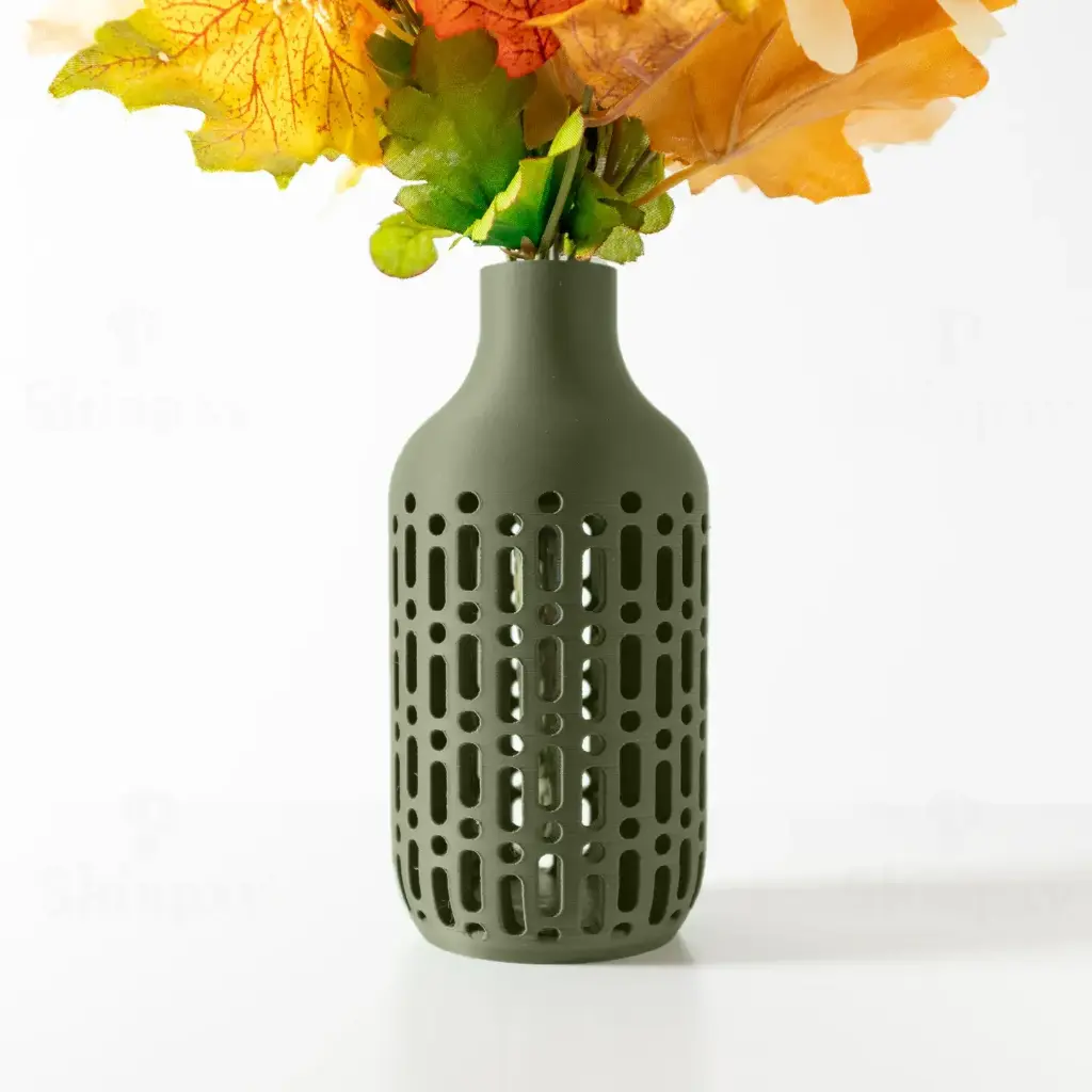 The Rako Flower Vase | Modern & Unique Home Decor for Flower Arrangements - 1011 (Army Green, 7 Inch)