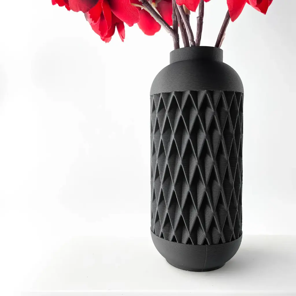The Hesil Flower Vase | Modern & Unique Home Decor for Flower Arrangements - 1017 (Army Green, 7 Inch)