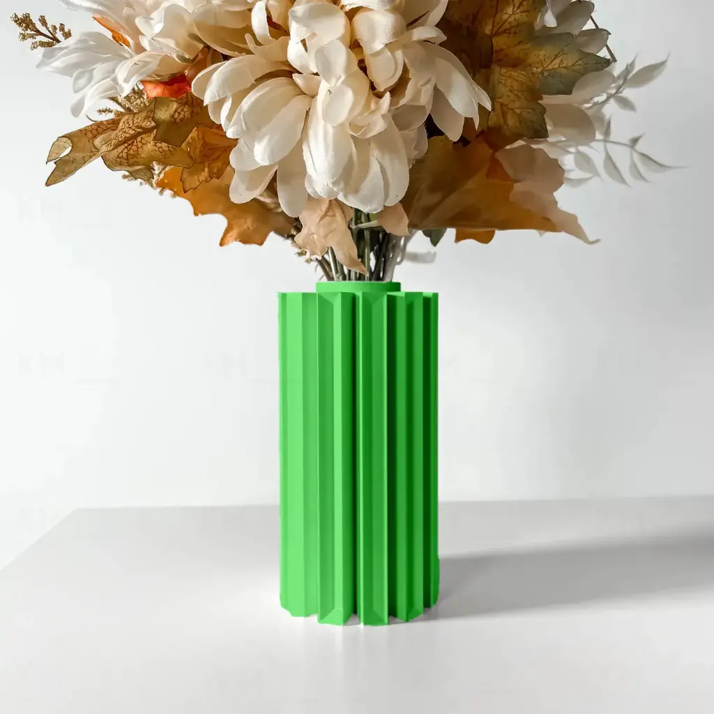 The Unda Flower Vase | Modern & Unique Home Decor for Flower Arrangements - 1052 (Army Green, 7 Inch)