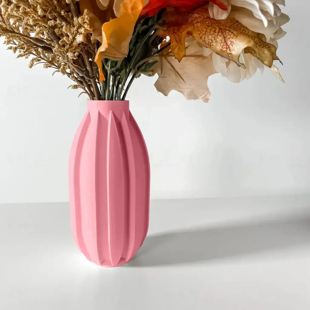 The Akin Flower Vase | Modern & Unique Home Decor for Flower Arrangements - 1059 (Army Green, 7 Inch)