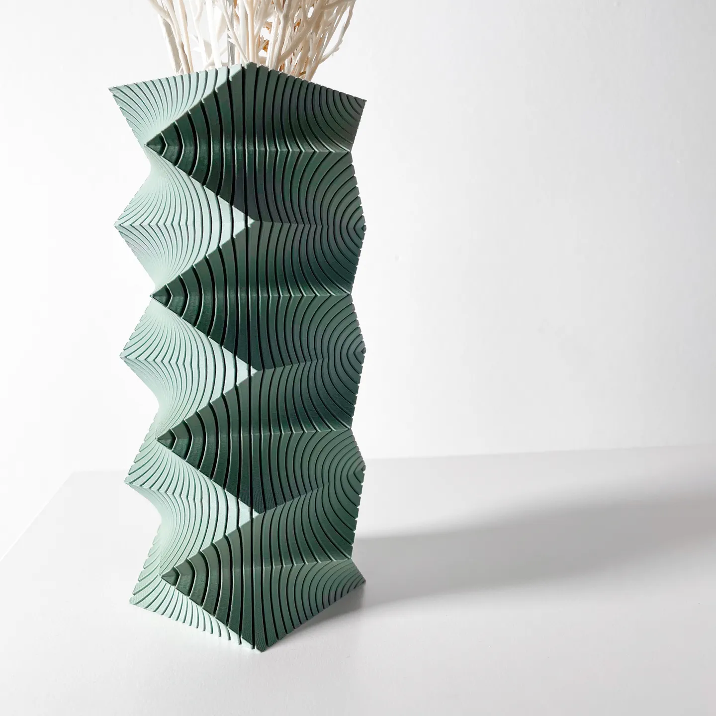 The Anio Flower Vase | Modern & Unique Home Decor for Flower Arrangements - 1102 (Army Green, 7 Inch)
