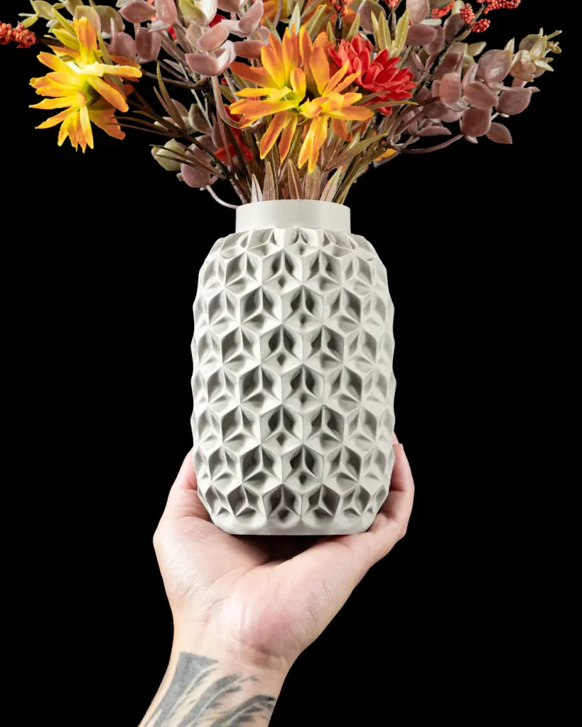 The Trihex Flower Vase | Modern & Unique Home Decor for Flower Arrangements - 1178 (Army Green, 7 Inch)