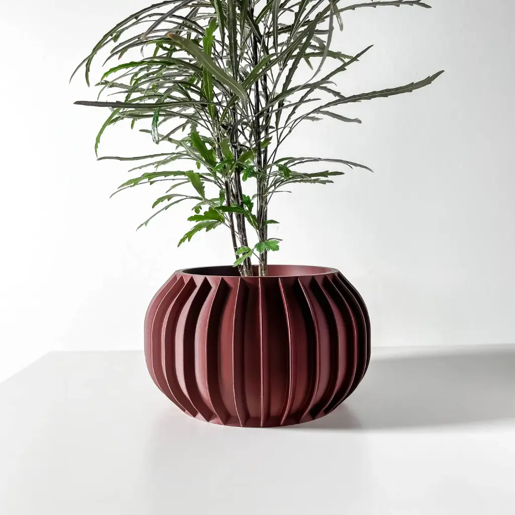 The Sora Planter Pot with Drainage Tray | Modern & Unique Home Decor - 0002 (Army Green, 3" Opening)
