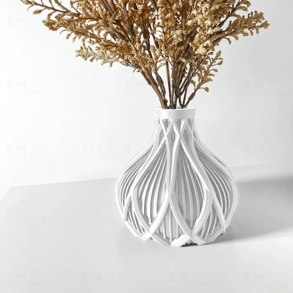 The Kami Flower Vase | Modern & Unique Home Decor for Flower Arrangements - 1079 (Army Green, 7 Inch)