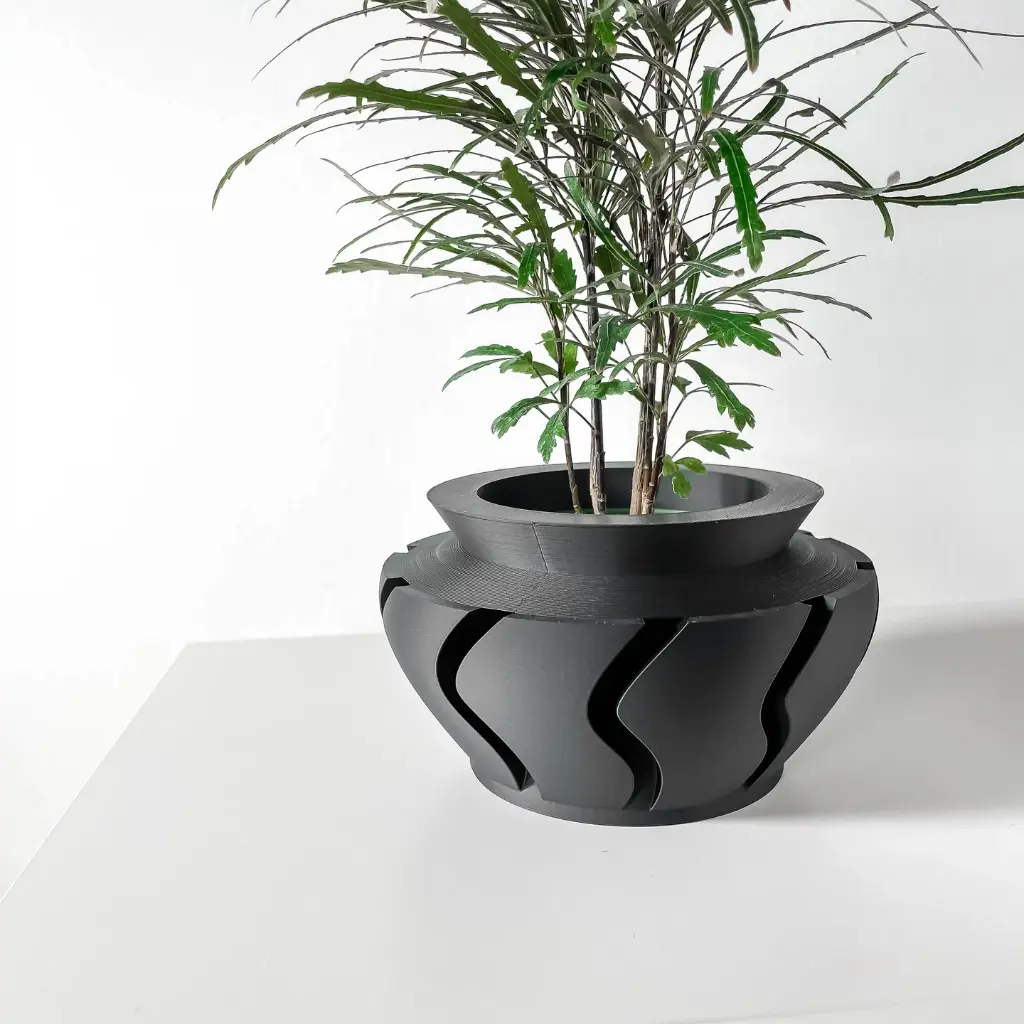The Inero Planter Pot with Drainage Tray | Modern & Unique Home Decor - 0009 (Army Green, 3" Opening)
