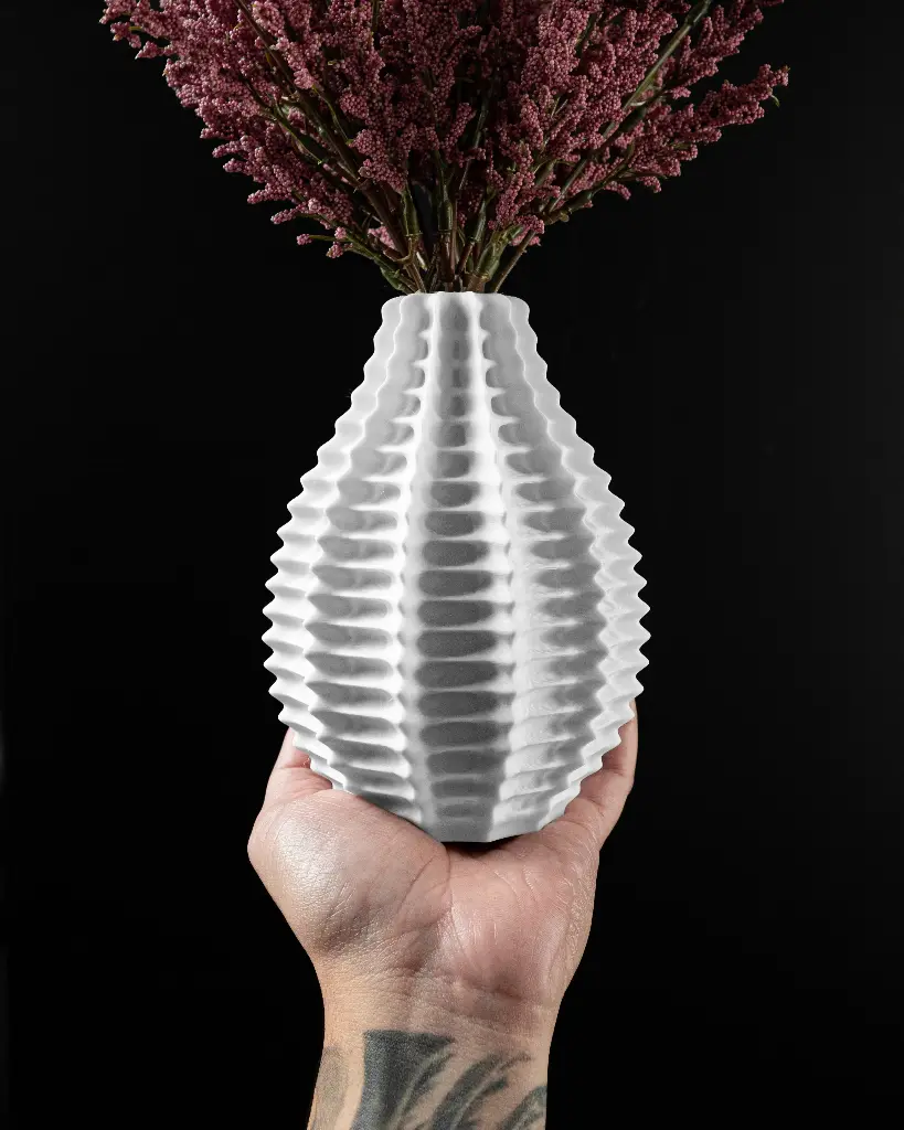 The Ribbed Flower Vase | Modern & Unique Home Decor for Flower Arrangements - 1143 (Army Green, 7 Inch)