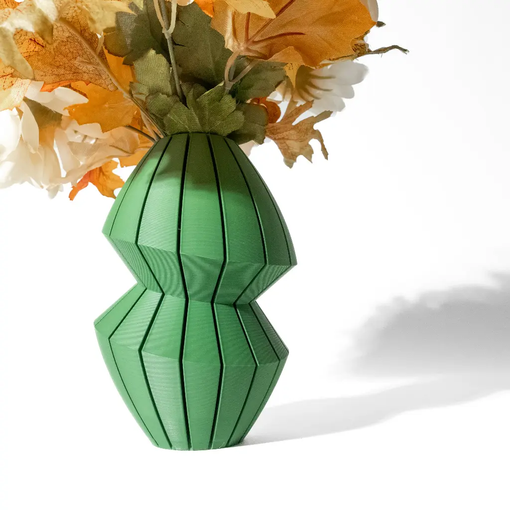 The Luko Flower Vase | Modern & Unique Home Decor for Flower Arrangements - 1149 (Army Green, 7 Inch)