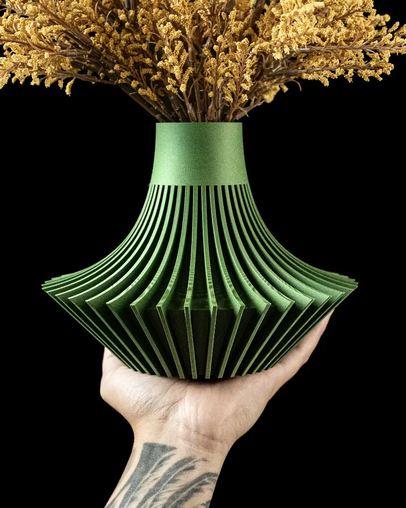 The Yin Flower Vase | Modern & Unique Home Decor for Flower Arrangements - 1150 (Army Green, 7 Inch)
