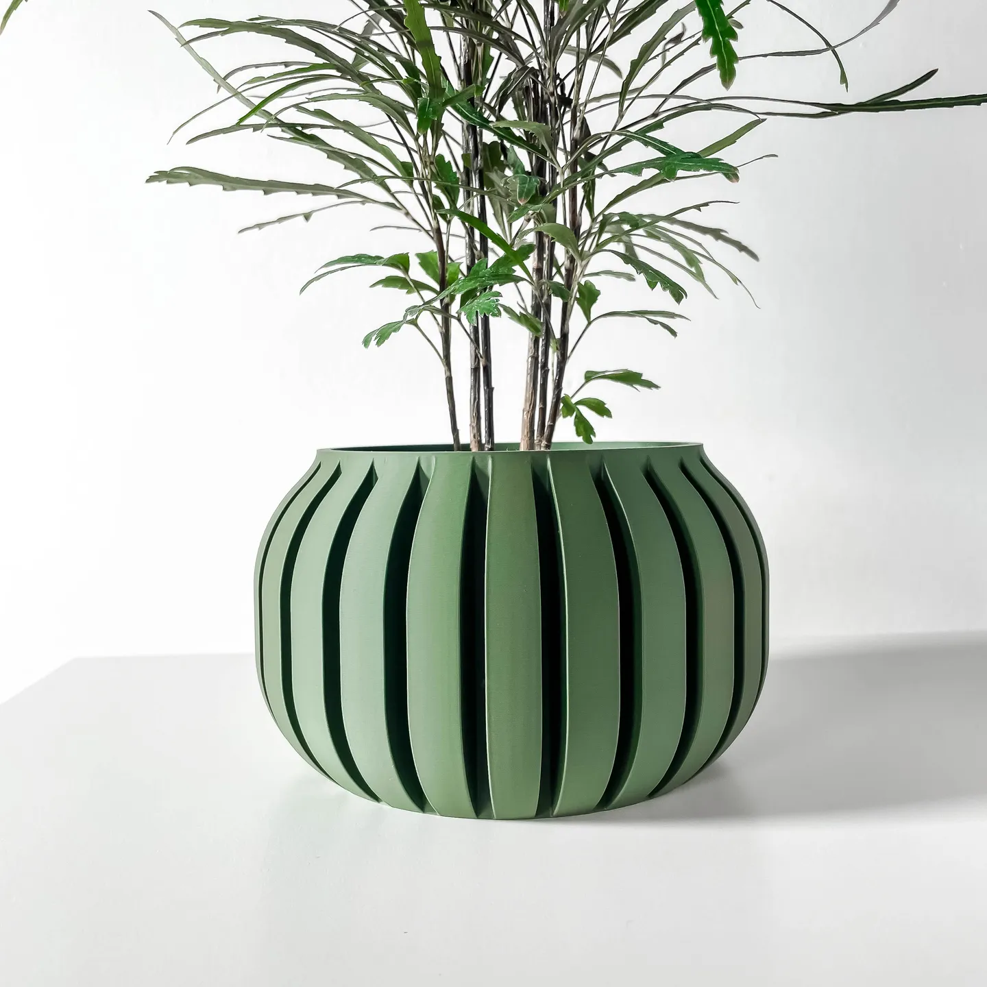 The Juse Planter Pot with Drainage Tray | Modern & Unique Home Decor- 0012 (Army Green, 3" Opening)
