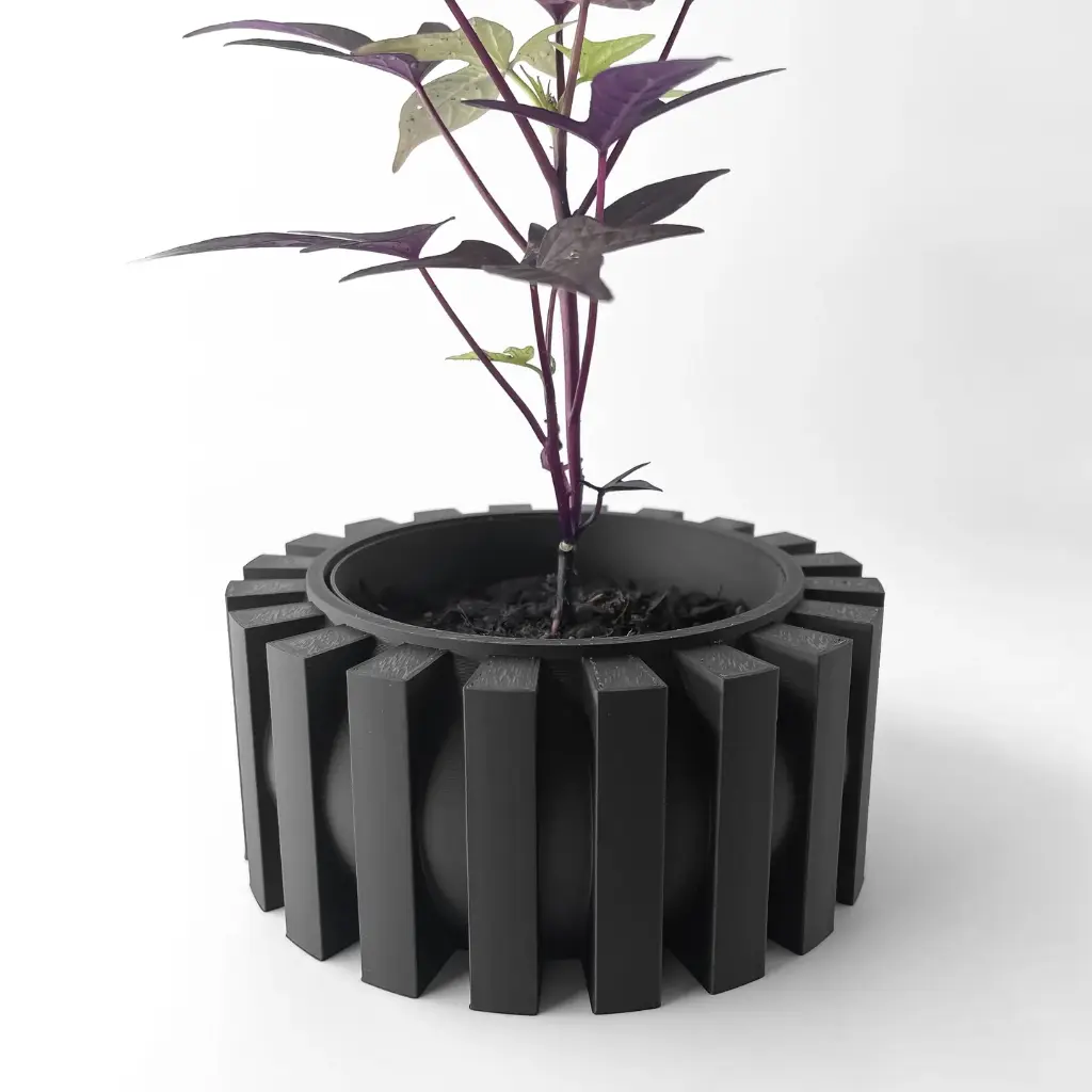 The Erlin Planter Pot with Drainage Tray | Modern & Unique Home Decor- 0017 (Army Green, 3" Opening)