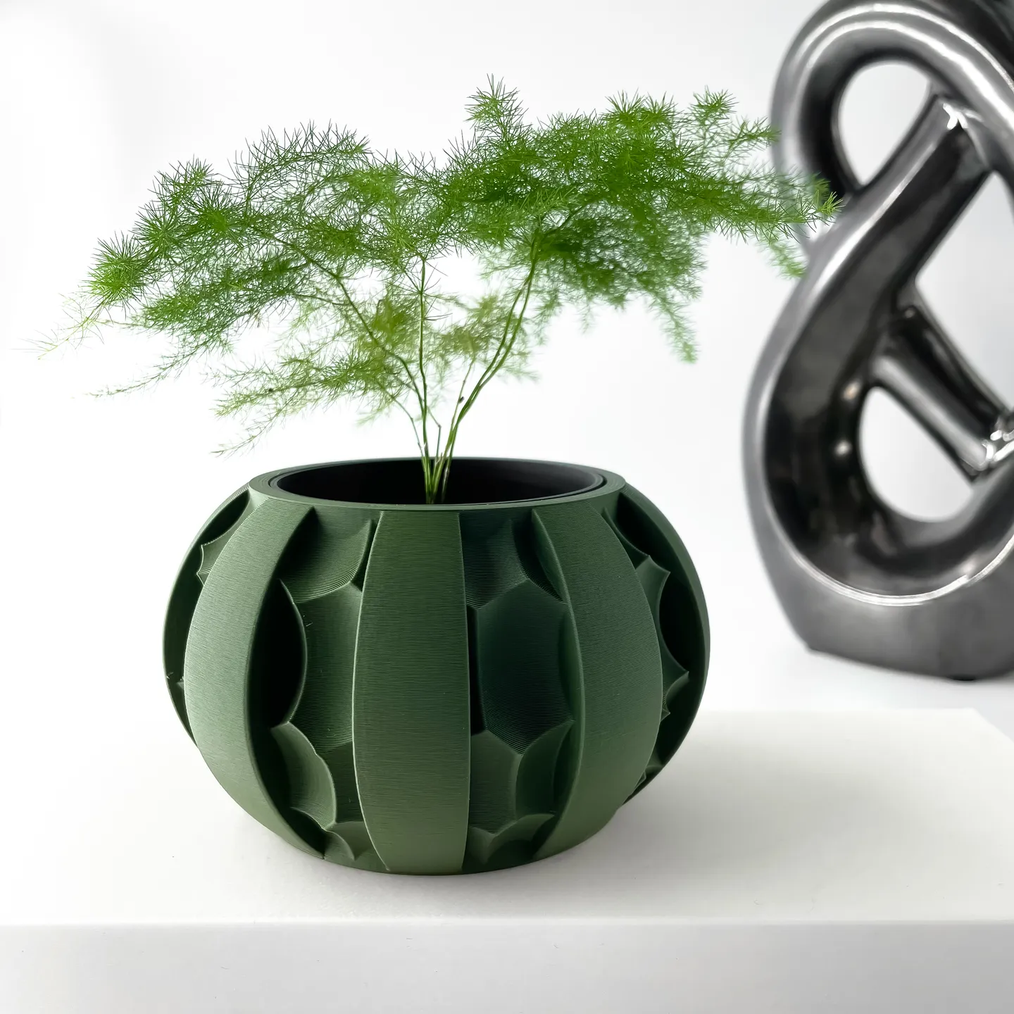 The Erna Planter Pot with Drainage Tray | Modern & Unique Home Decor - 0021 (Army Green, 3" Opening)