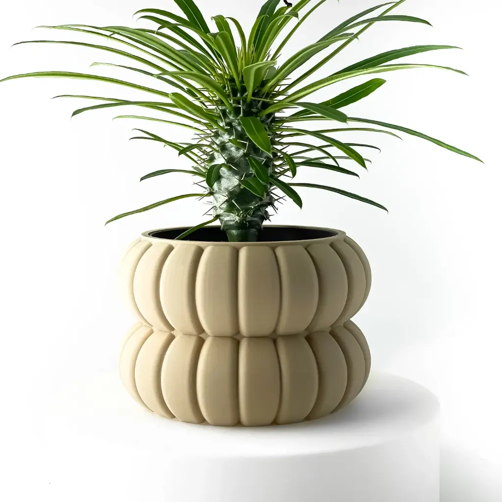 The Yanor Planter Pot with Drainage Tray | Modern & Unique Home Decor- 0022 (Army Green, 3" Opening)
