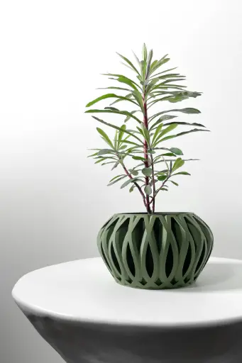 The Serik Planter Pot with Drainage Tray | Modern & Unique Home Decor- 0036