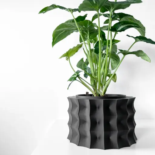 The Kivern Planter Pot with Drainage Tray | Modern & Unique Home Decor- 0077
